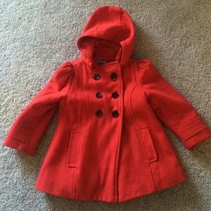 Red hooded Old navy Peacoat