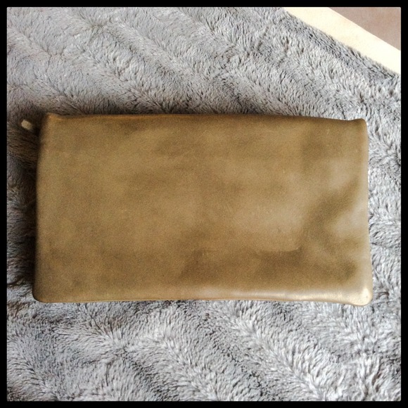 Olive Leather Clutch-Wallet #ANN TAYLOR#