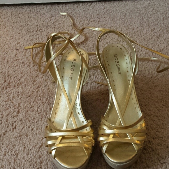 BCBG Gold lace up wedge heels - Picture 2 of 2