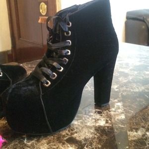 Velvet platform booties knock off Jeffery Campbell