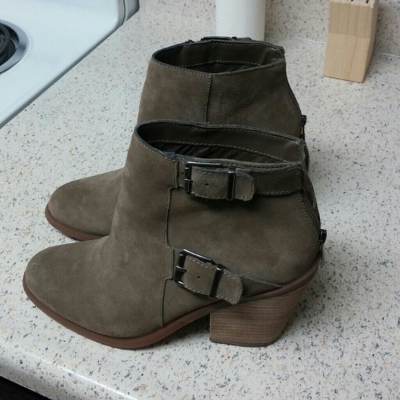 Lucky Brand Double buckle, back zip suede bootie