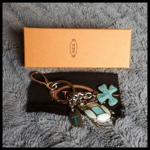 TOD'S Lucky Clover & Turtle Leather Keychain