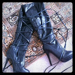 Black high heel boots
