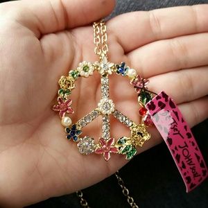 Betsy Johnson Peace Sign Necklace