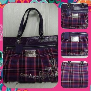 *REDUCED* Coach Poppy Tartan Plaid Large Tote
