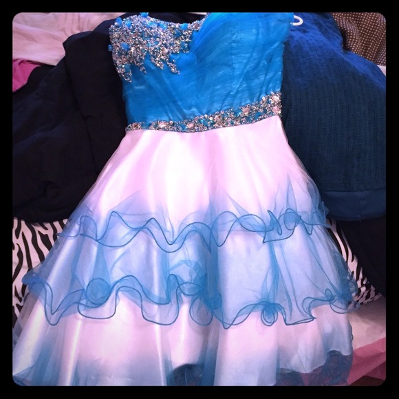 Semi formal blue and white dress