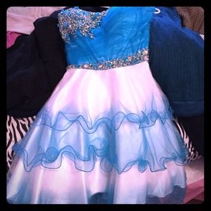 Semi formal blue and white dress