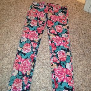 Floral skinny jeans