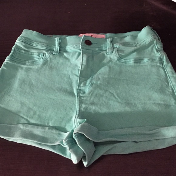 Teal/Green colored High Waisted Shorts