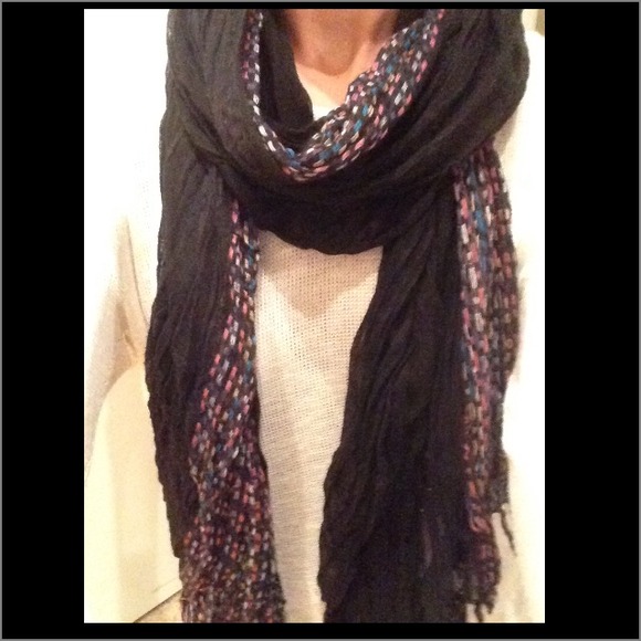 Nordstrom black and multi stitch scarf