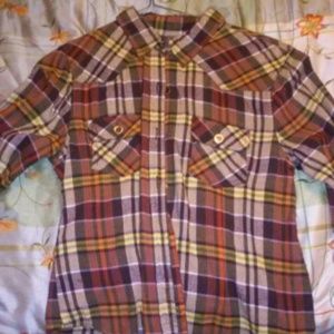 Brown plaid button down