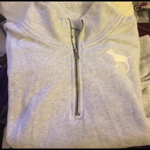 Light Grey Pink Half Zip Sweatshirt L