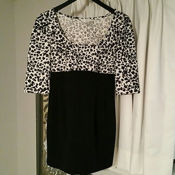 White cheetah /black mini dress