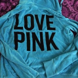 Victoria's Secret pink Vellore blue zip up