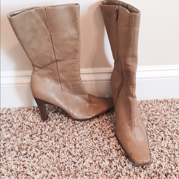 Calf high tan boots
