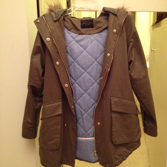 Zara fur-trimmed parka Size s
