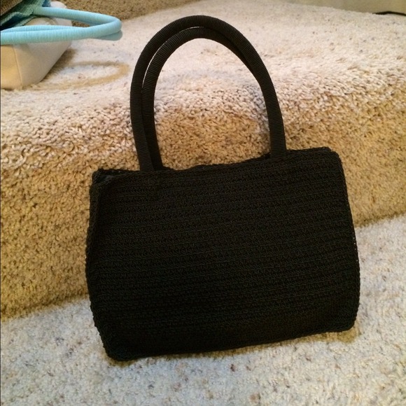 Knit Embroidered black hand bag - Picture 2 of 2