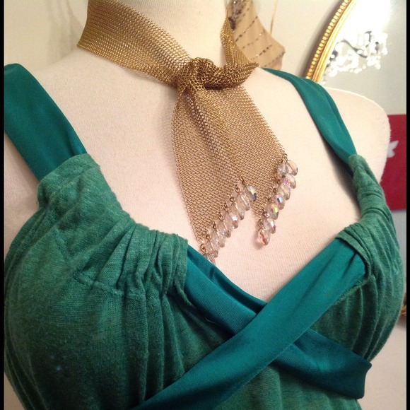 Cacharel Emerald Green Linen Jersey Wrap Top - Picture 2 of 3
