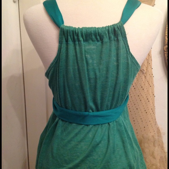 Cacharel Emerald Green Linen Jersey Wrap Top - Picture 3 of 3