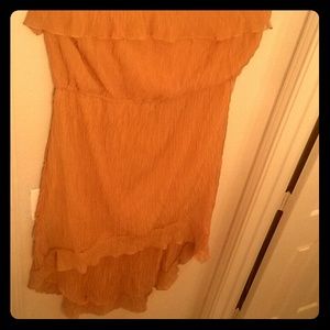 Strapless High-low gold dress