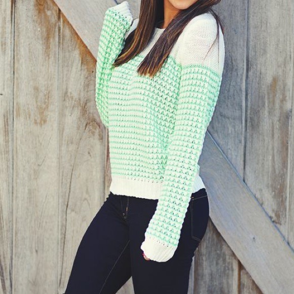 Green and white sweater