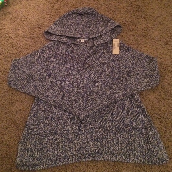 💋SALE💋Navy Marbled AE Hooded Sweater - Picture 1 of 4