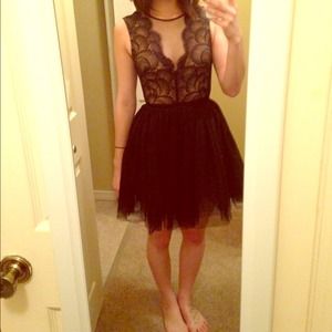Bebe black lace cutout dress with tutu
