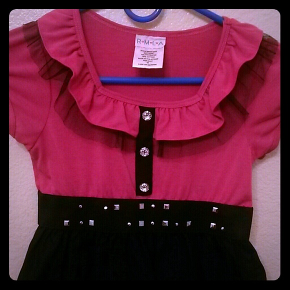 Pink and black dress for girls
