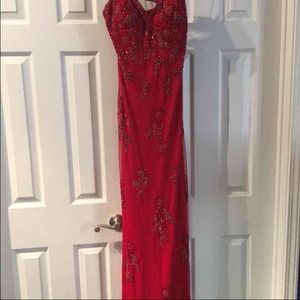 Red beaded gown