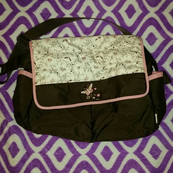 Brown and pink diaper bag