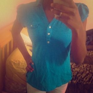 Blue collared tee