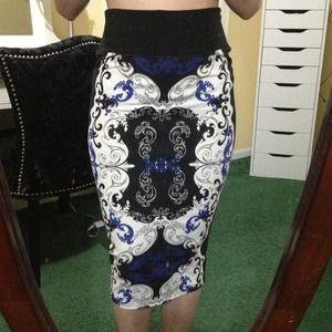 Opulent Print Midi Skirt