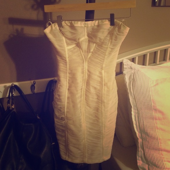 BCBG Strapless Ivory Cocktail Dress