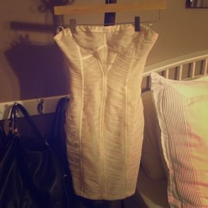 BCBG Strapless Ivory Cocktail Dress
