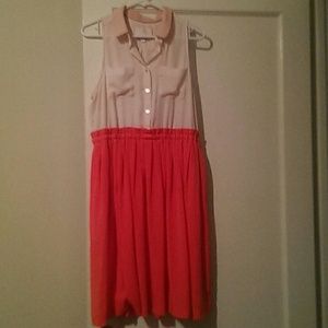 Anthropologie cream and orange dress-size 12