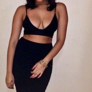 Black bralet with spaghetti straps