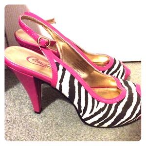 Candie's Zebra and pink heels