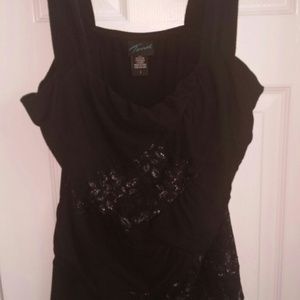 Lace embellished black tank