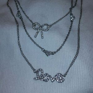 Silver three-layered necklace