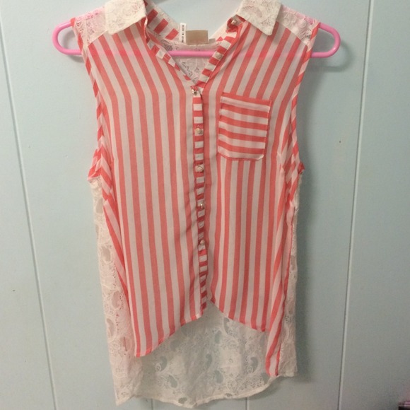Pink lace chiffon top
