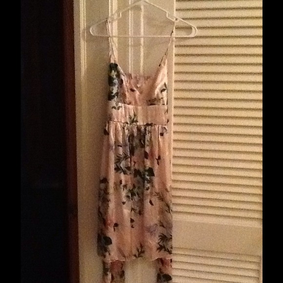 Pink spaghetti strap dress with flowers - Picture 1 of 3