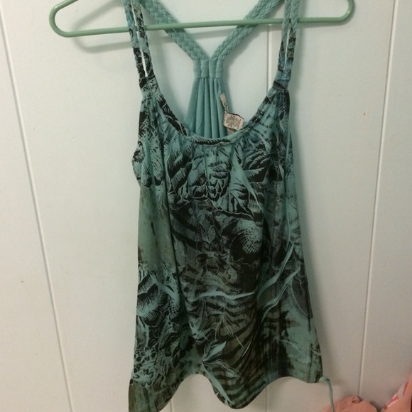 Jade green aloha tank top