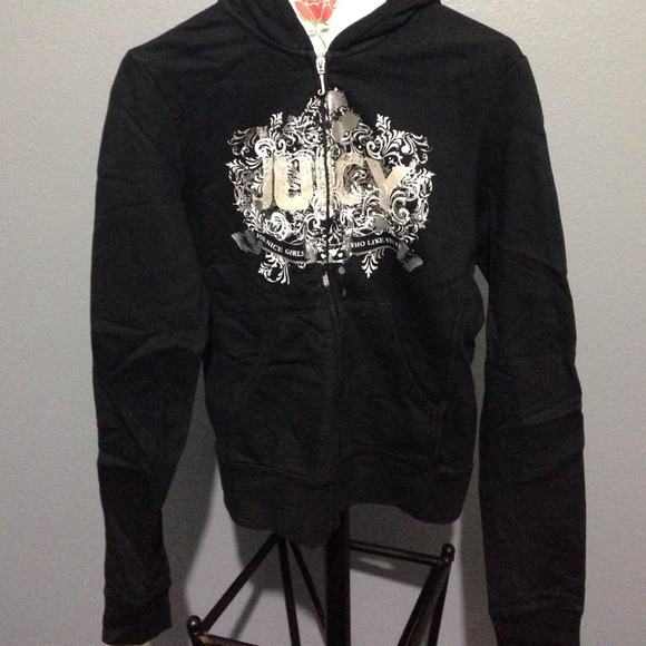 Black juicy couture zip up work out sweater hoodie