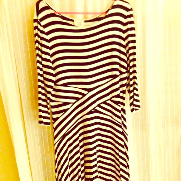 Striped knee length dress.