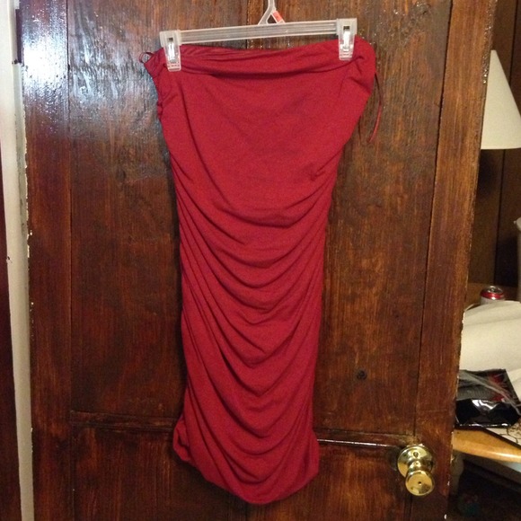 Fitted red dress.