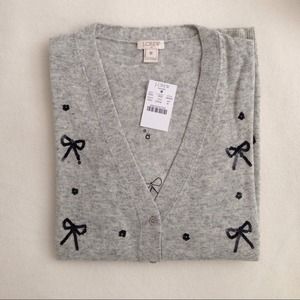 J.Crew Factory Sequin Bow Cardigan
