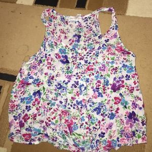 Floral crop tank top
