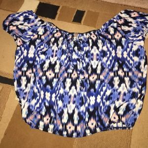 Blue, white, and pink Crop top