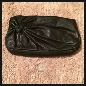 Black Leather Clutch Handbag
