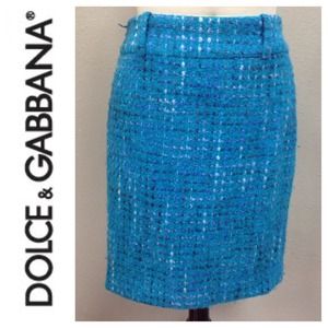 DOLCE & GABBANA Blue Tweed Skirt